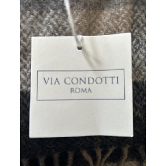 VIA CONDOTTI ROMA Italy Men's Scarf 100% Wool Gray Black New w Tag Fringed 64x11 - Picture 3 of 7